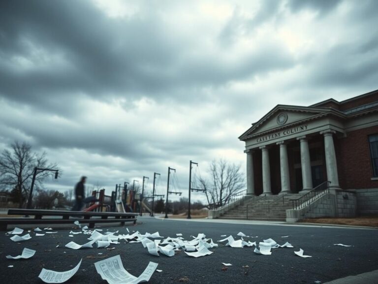 Flick International Empty playground in Aurora, Colorado with a blurred shadowy figure suggesting recent alleged kidnapping incident