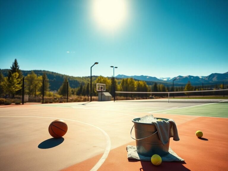 Flick International A serene outdoor basketball court and tennis court under Colorado sunlight