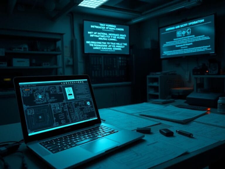 Flick International A high-tech laboratory showcasing advanced electronic components and diagrams related to national security technology