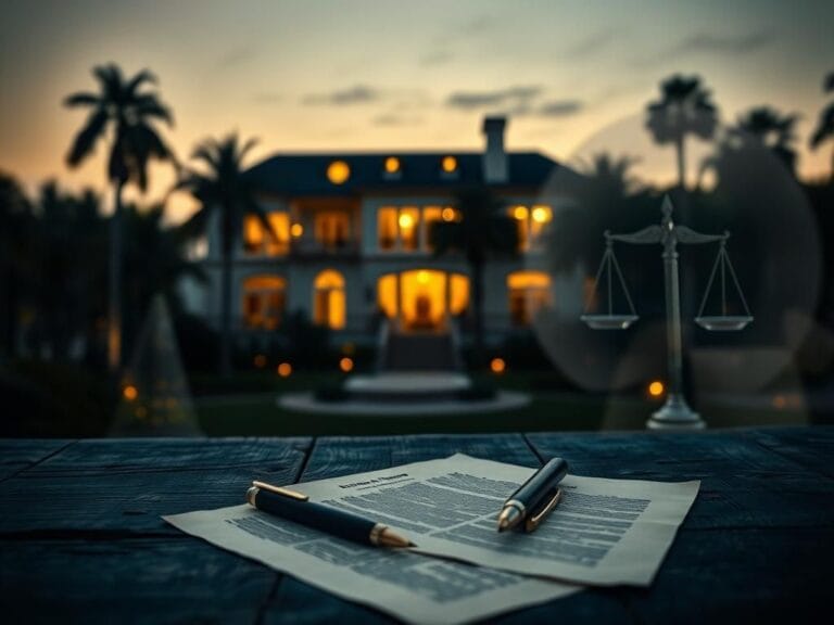 Flick International Blurred silhouette of a luxurious Beverly Hills mansion at dusk