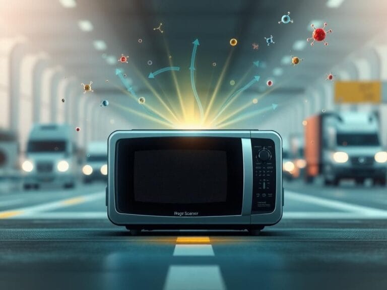 Flick International High-tech device at U.S. border resembling a microwave scanner, scanning air for drugs and explosives.