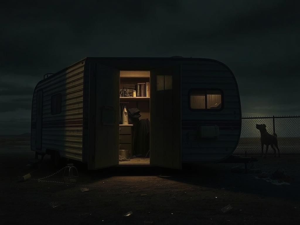 Flick International Traumatized woman being pulled from a trailer by a migrant, depicting a chilling scene of captivity