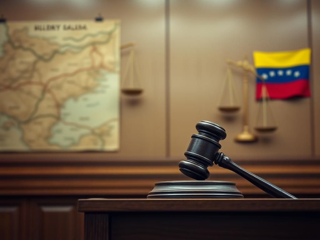 Flick International Courtroom scene with judge's bench and gavel, symbolizing legal scrutiny over deportation issues