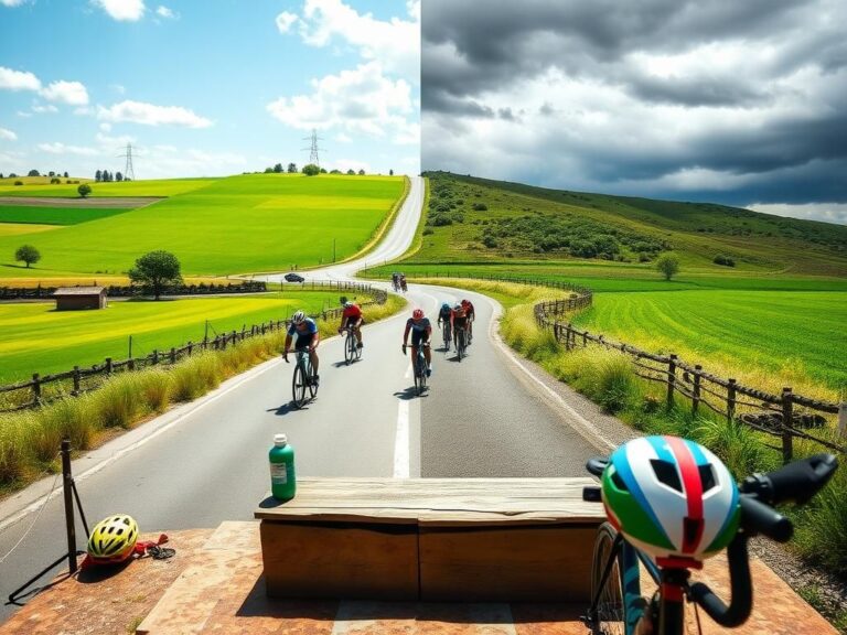 Flick International A vibrant cycling race scene capturing rainbow-colored bicycles speeding along a winding road