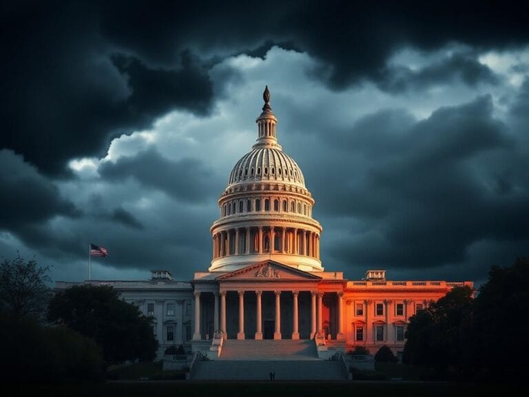 Flick International Dramatic depiction of the U.S. Capitol surrounded by storm clouds and a Central America map