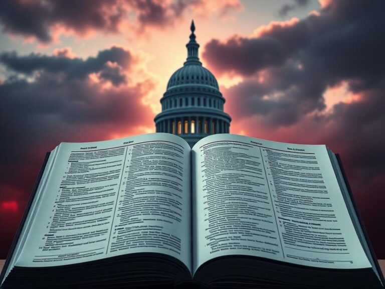 Flick International A large legislative document symbolizing the complex 'big, beautiful bill' amidst a backdrop of the Capitol.