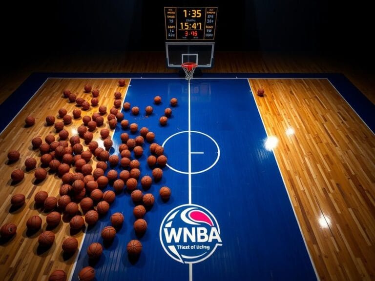 Flick International A dramatic aerial view of a basketball court divided by chaos and achievement