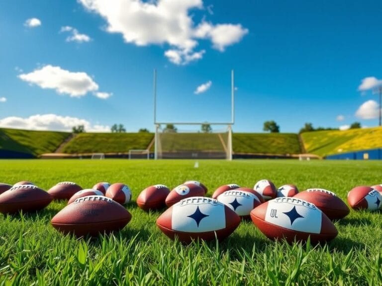 Flick International Dynamic football scene at Dallas Cowboys practice field with footballs representing George Pickens' transition