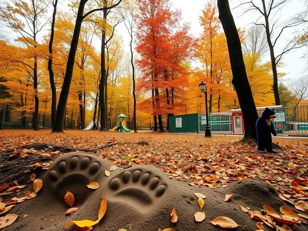 Flick International serene forest scene in Japan with bear footprints