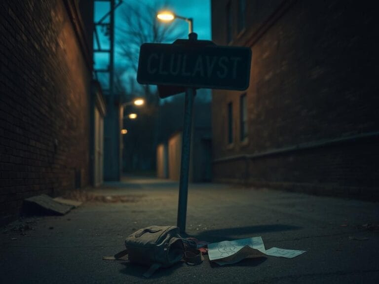 Flick International Darkened alleyway scene depicting a sense of danger and loss with personal items scattered on the ground