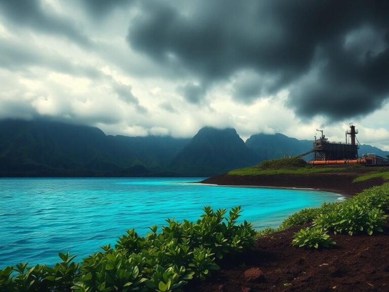Flick International Oʻahu landscape with dark clouds and contaminated water source