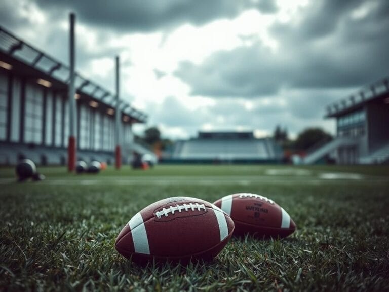 Flick International A football helmet and ball on a grassy field, symbolizing rookie athlete Maxwell Hairston's determination amidst legal challenges.