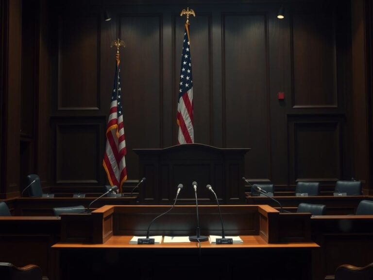 Flick International Dimly lit congressional hearing room with a wooden witness stand