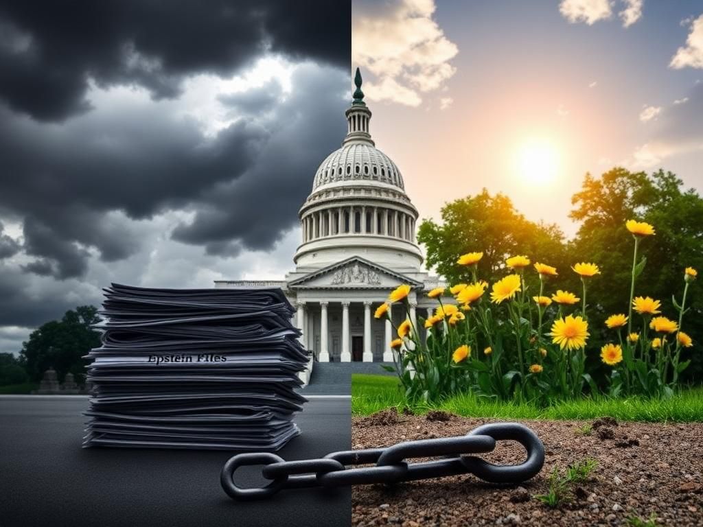 Flick International Split image depicting the divide within House Republicans over the Epstein files against the U.S. Capitol backdrop