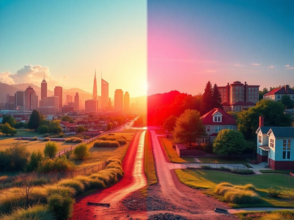 Flick International A divided landscape illustrating urban and rural political views