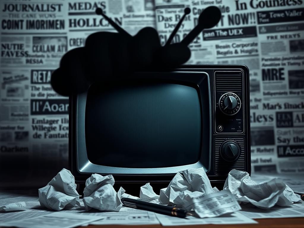 Flick International A vintage television set turned off, with static on the screen, symbolizing media integrity challenges.