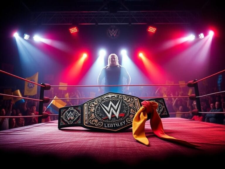 Flick International A dynamic wrestling ring showcasing iconic memorabilia including a championship belt and vintage Hulk Hogan gear