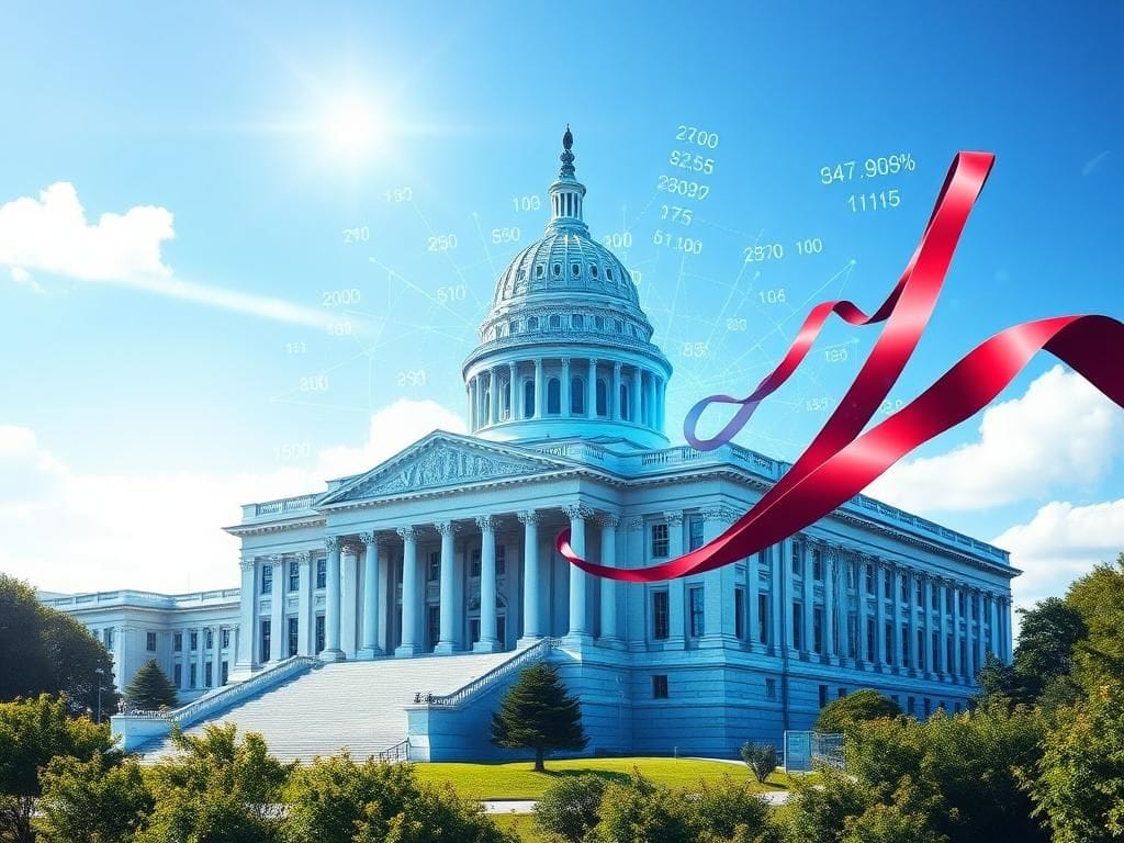 Flick International Futuristic representation of Virginia's state Capitol building with digital algorithms illustrating AI technology