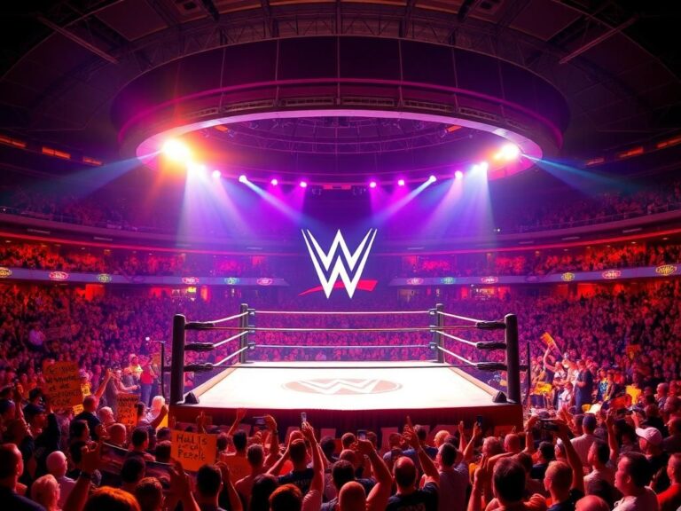 Flick International A dramatic scene in a wrestling ring during WWE's iconic WrestleMania X8 featuring Hulk Hogan and The Rock