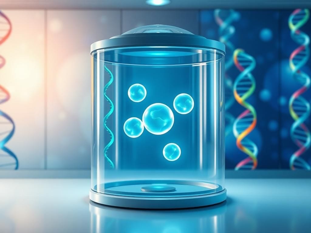 Flick International Serene laboratory showcasing three-person IVF technique with glowing embryos in glass incubator