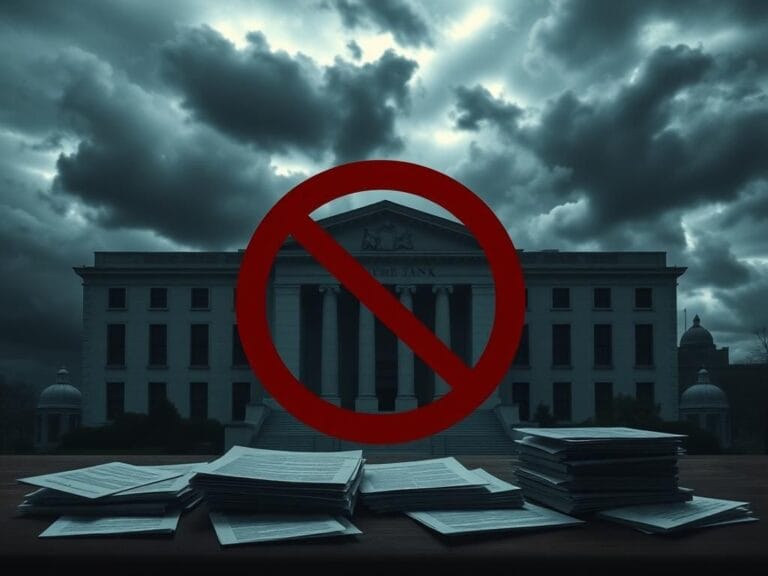 Flick International Dramatic view of the Pentagon building with dark clouds and a 'No Entry' sign