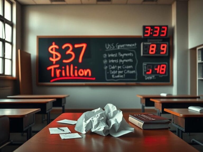 Flick International Stark classroom scene illustrating the effects of America's national debt
