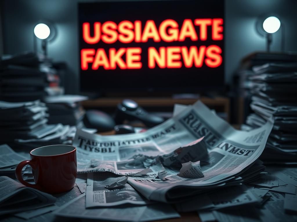 Flick International A dramatic scene of a crumbling newspaper and overturned coffee cup, symbolizing the chaos of media narratives