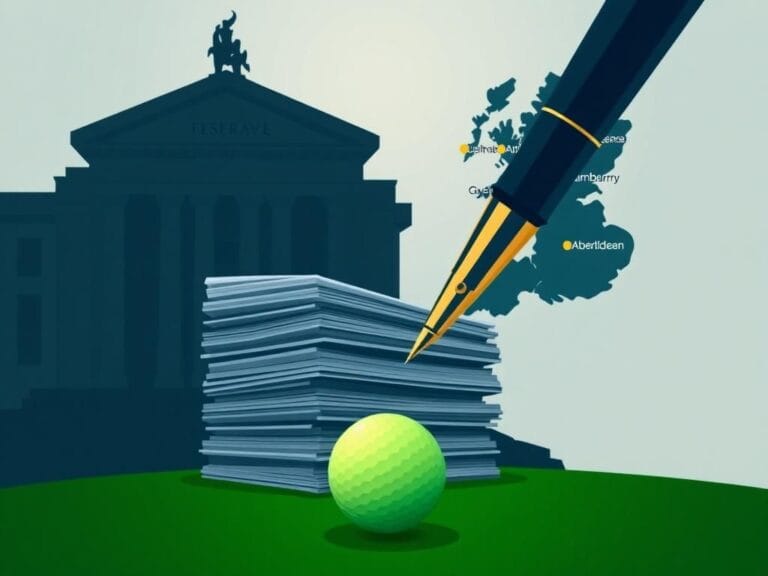 Flick International Elegant pen poised over legal documents symbolizing Trump's signing of the rescissions package at the Federal Reserve.