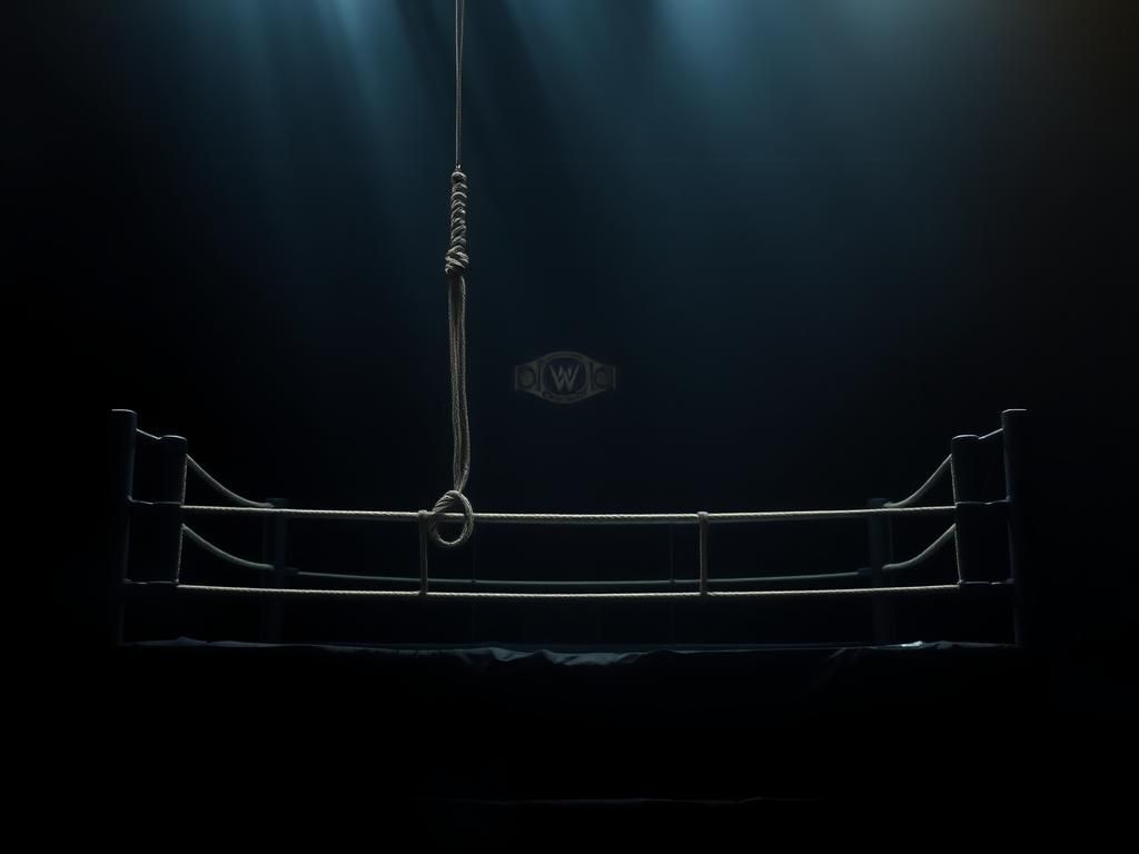 Flick International Wrestling ring enveloped in shadows, symbolizing loss and mourning