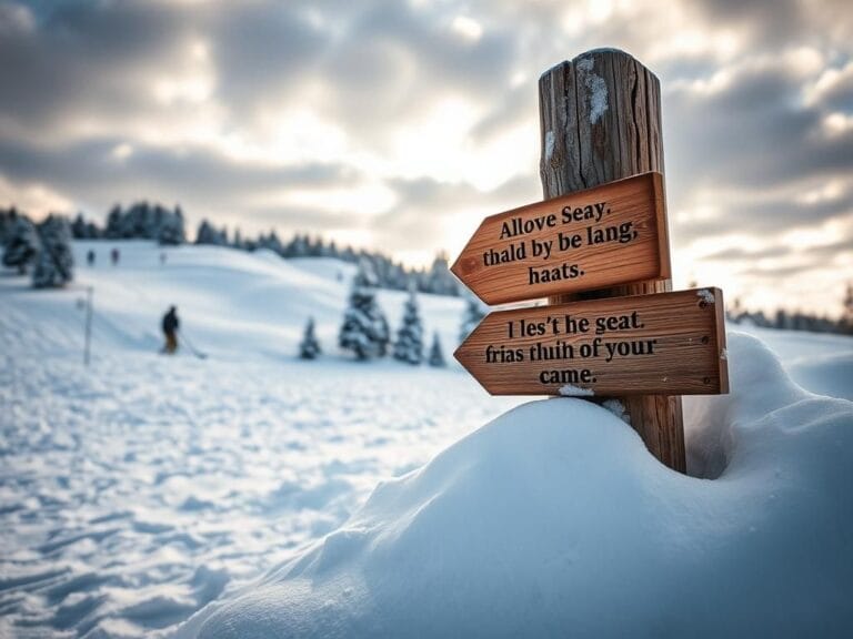 Flick International Tranquil winter scene at Wisconsin ski park with snow-covered slopes and a sign displaying a Bible verse