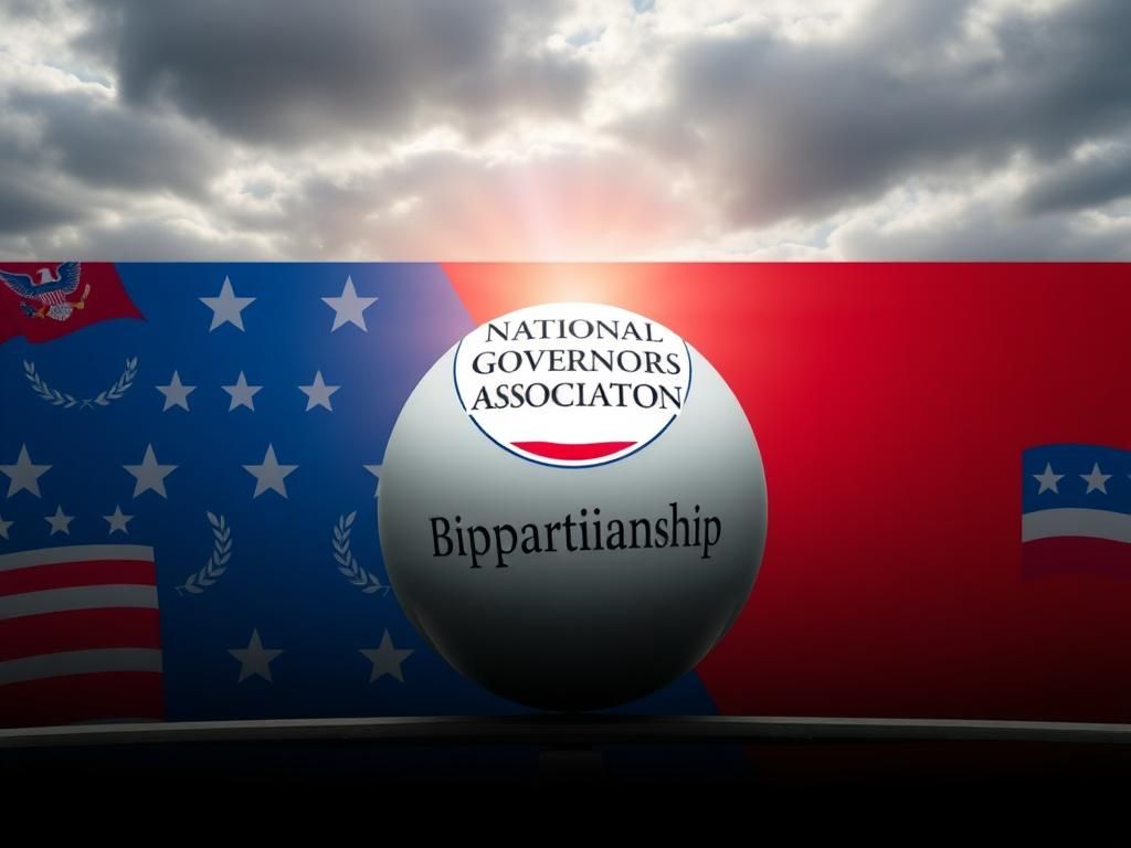 Flick International National Governors Association symbol with political party representations in the background