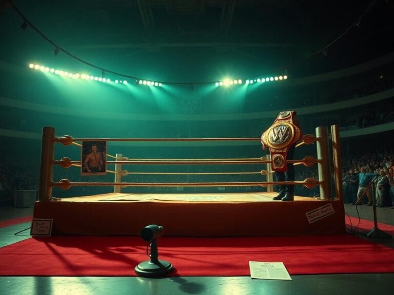 Flick International Vintage wrestling ring with nostalgic atmosphere depicting Hulk Hogan's legacy