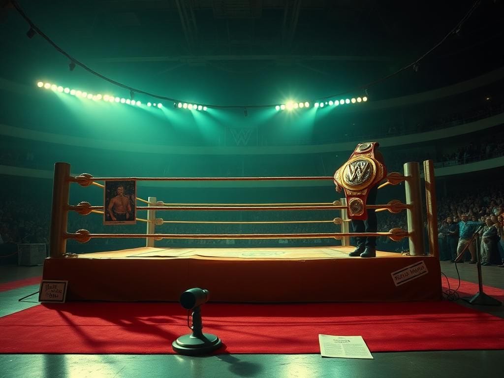 Flick International Vintage wrestling ring with nostalgic atmosphere depicting Hulk Hogan's legacy