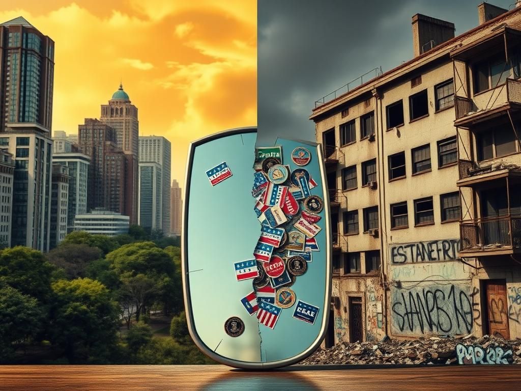 Flick International A juxtaposition of contrasting urban landscapes highlighting themes of privilege and oppression