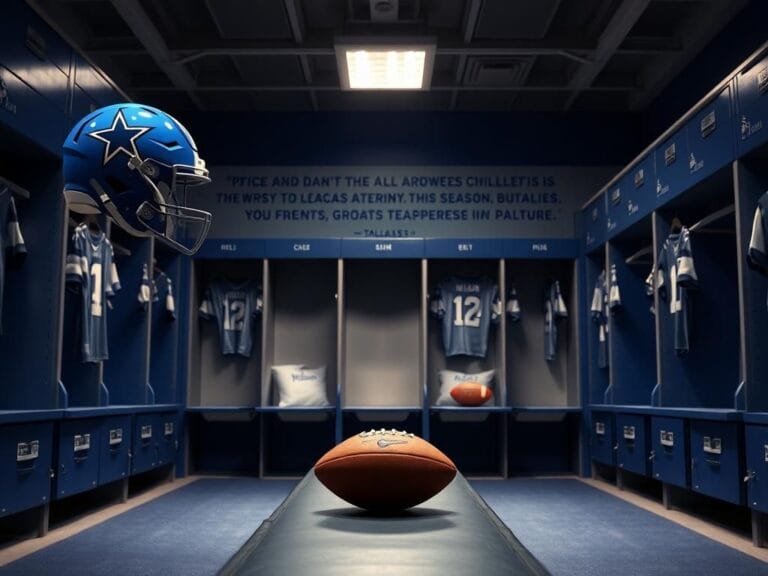 Flick International A bright NFL locker room showcasing the Dallas Cowboys' blue and silver colors