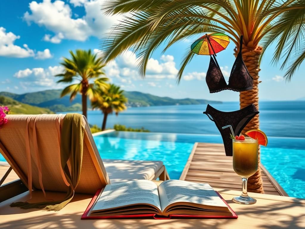 Flick International Ellie Goulding in a stylish olive-green string bikini by a luxurious infinity pool in Italy