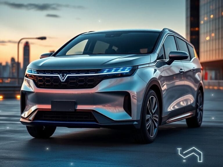 Flick International Futuristic electric MPV with expressive LED grille parked in urban setting