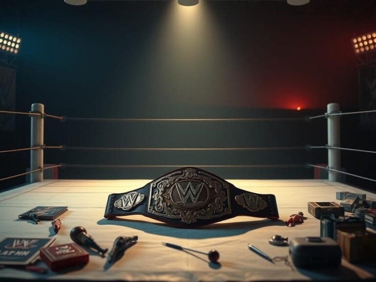Flick International Wrestling ring illuminated with warm light, representing friendship between legendary wrestlers.