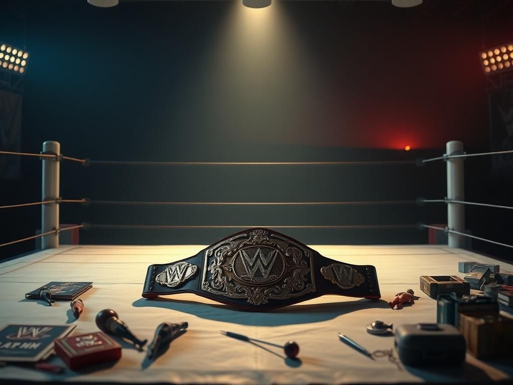Flick International Wrestling ring illuminated with warm light, representing friendship between legendary wrestlers.