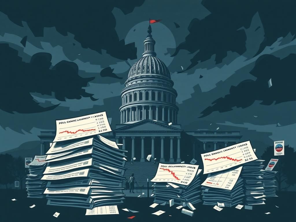 Flick International Somber depiction of a crumbling capitol building representing challenges faced by the Democratic Party