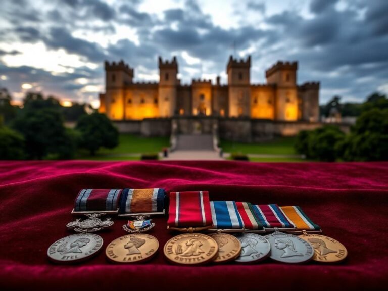 Flick International A grand view of Windsor Castle with illuminated warm golden tones at twilight