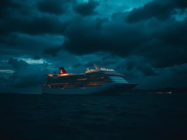 Flick International Carnival Dream cruise ship sailing in the Caribbean Sea during twilight