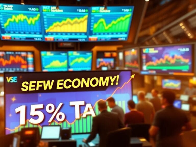 Flick International A vibrant financial newsroom showing dynamic trade deal discussions