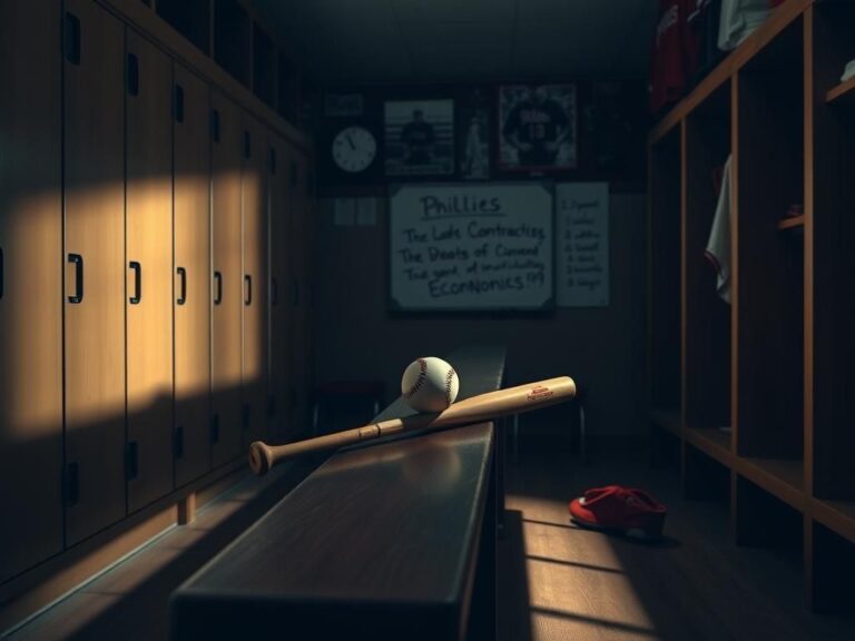 Flick International Tense moment in a dimly lit baseball clubhouse featuring personal equipment and memorabilia