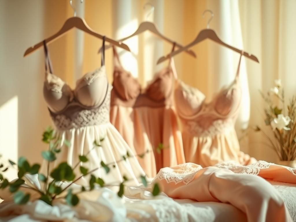 Flick International Beautifully arranged display of exquisite lingerie showcasing delicate fabrics and soft lace in a serene setting