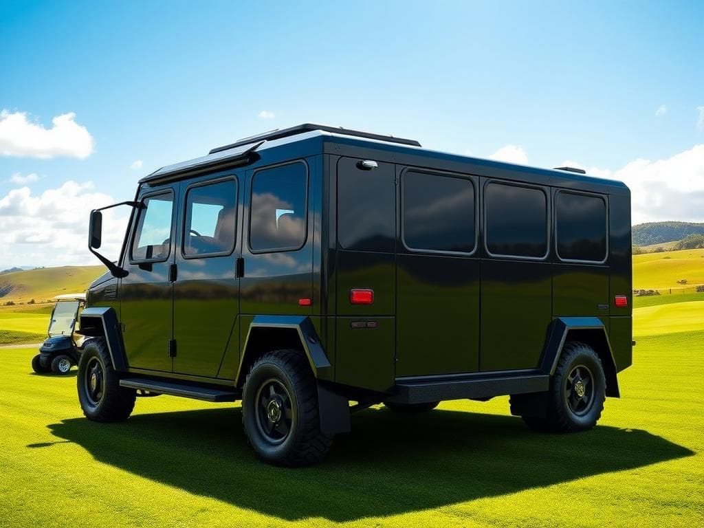 Flick International Armored vehicle 'Golf Force One' designed for Trump's security on the golf course