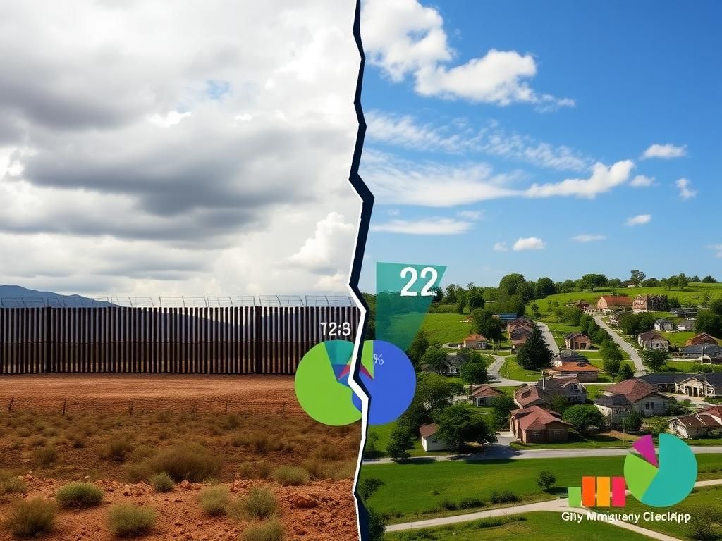 Flick International A stark contrast between a dark border wall and a vibrant community scene representing polarized views on deportation policies