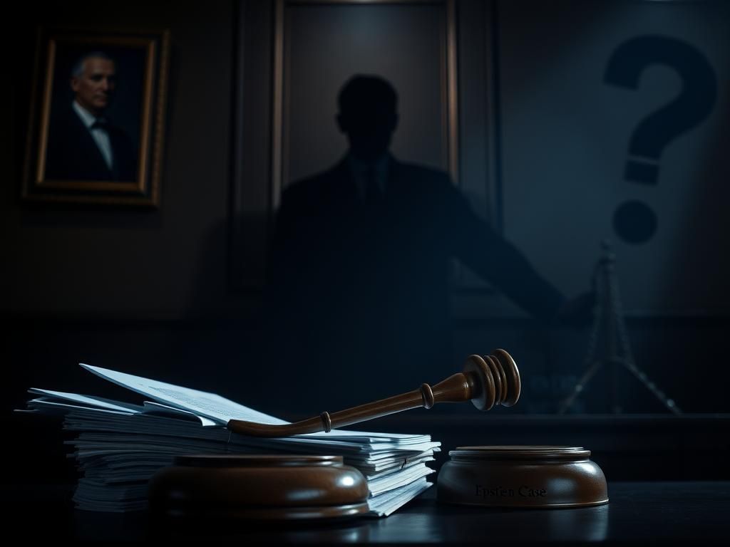 Flick International Wooden judge's gavel on legal files in a dimly lit courtroom illustrating themes of secrecy and media scrutiny in the Epstein case