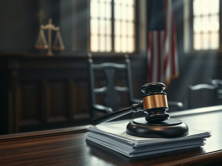 Flick International A gavel and legal documents symbolizing judicial authority and controversy in a courtroom