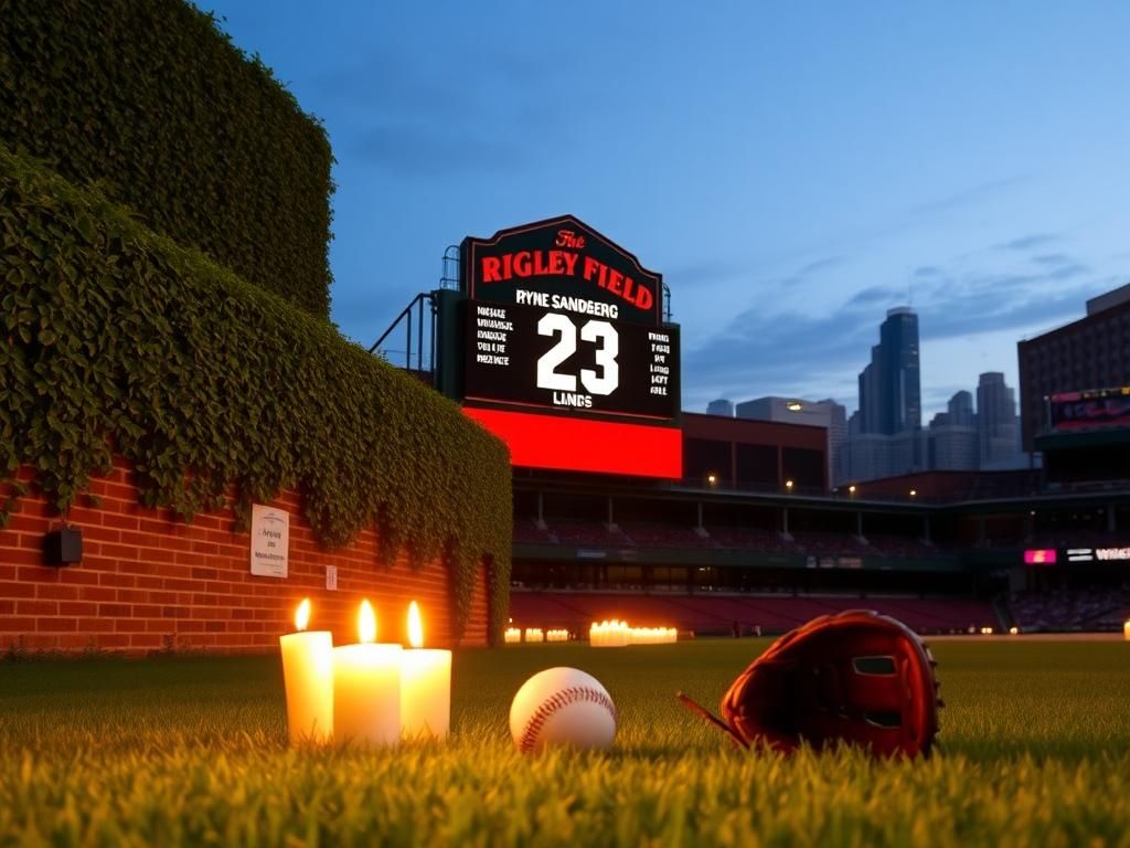 Flick International Sunset over Wrigley Field with tribute to Ryne Sandberg